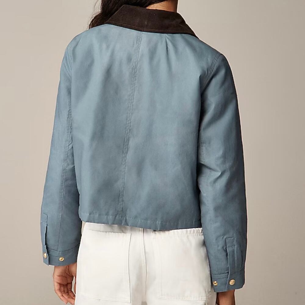 J Crew Women's Short Barn Jacket English Ripstop Cotton XXS Coastal Blue - Picture 6 of 16